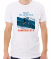 Biała męska koszulka nie lekceważ rowerzysty