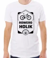 Biała męska koszulka roweroholik