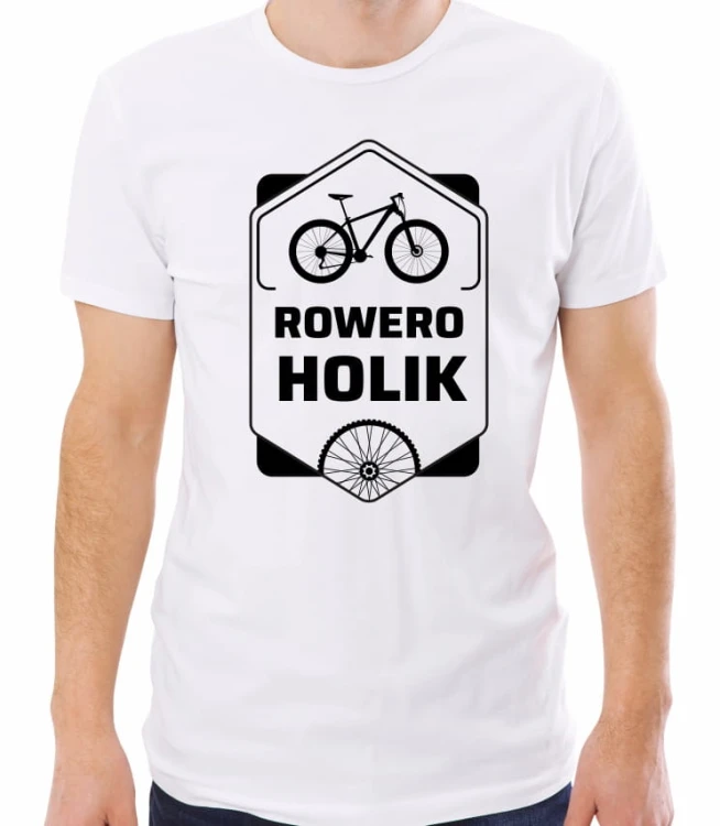 Biała męska koszulka roweroholik