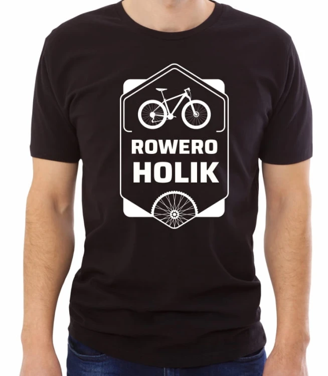 Czarna męska koszulka roweroholik
