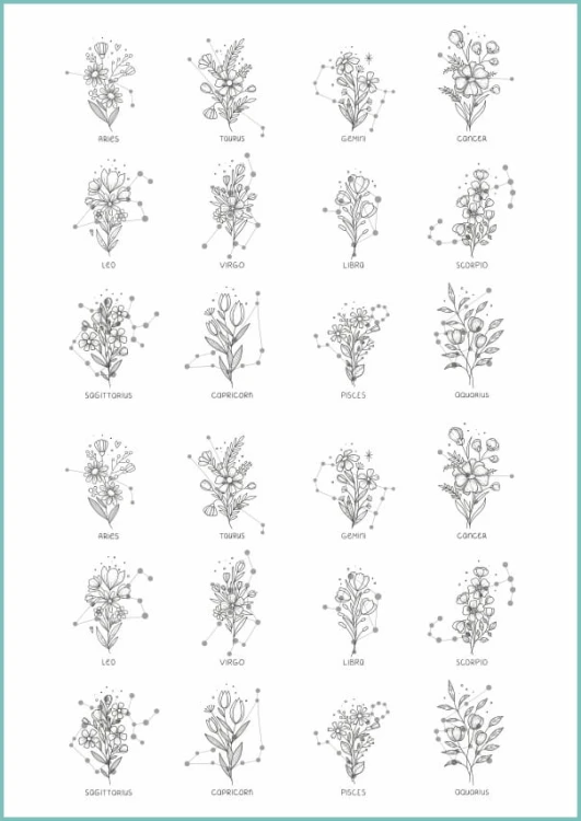 Tatuaże tymczasowe horoscope tattoo flowers