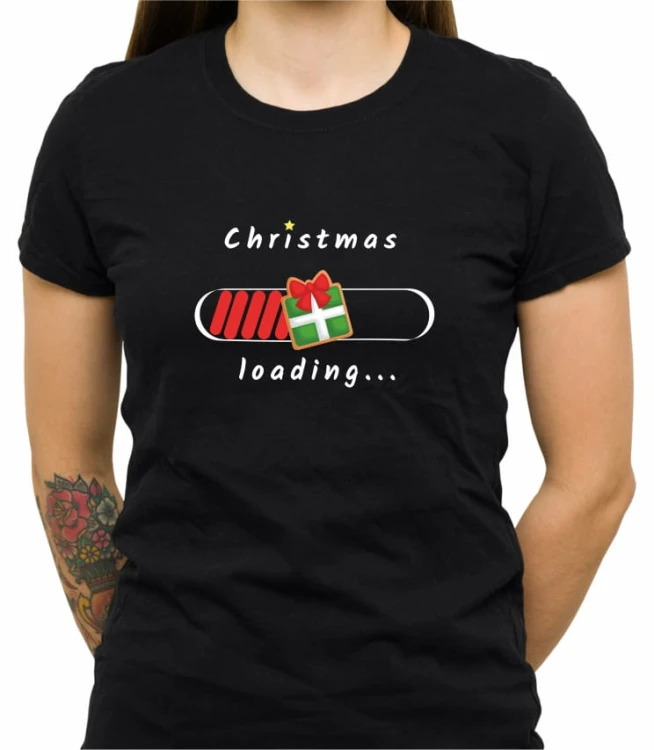 Czarna damska koszulka christmas loading