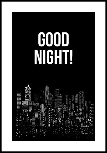 Plakat good night 02 z białym marginesem