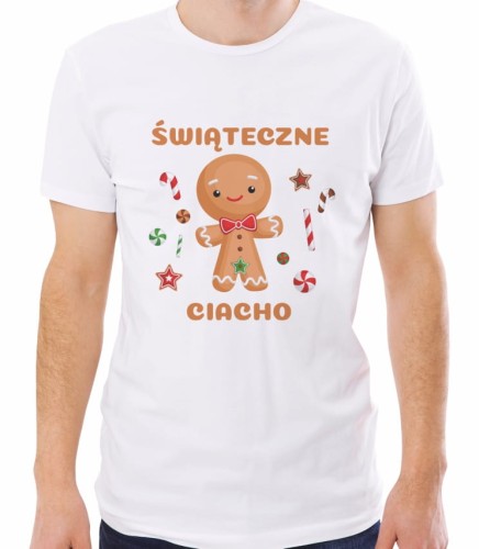 Biała męska koszulka świąteczne ciacho