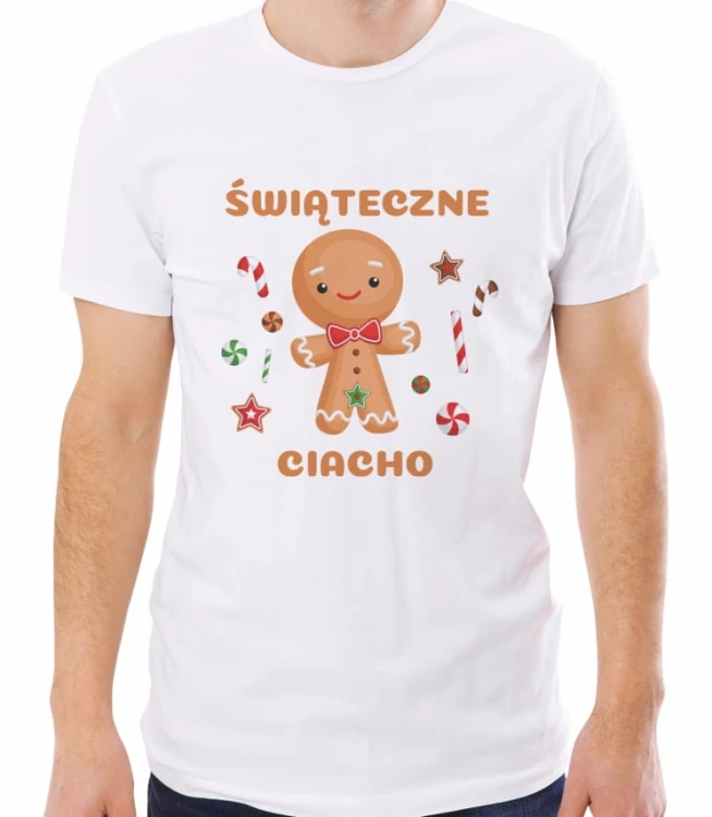 Biała męska koszulka świąteczne ciacho