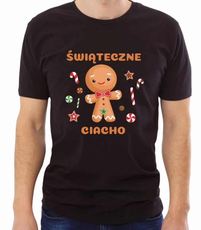 Czarna męska koszulka świąteczne ciacho