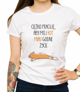 Koszulka ciężko pracuję aby mój kot