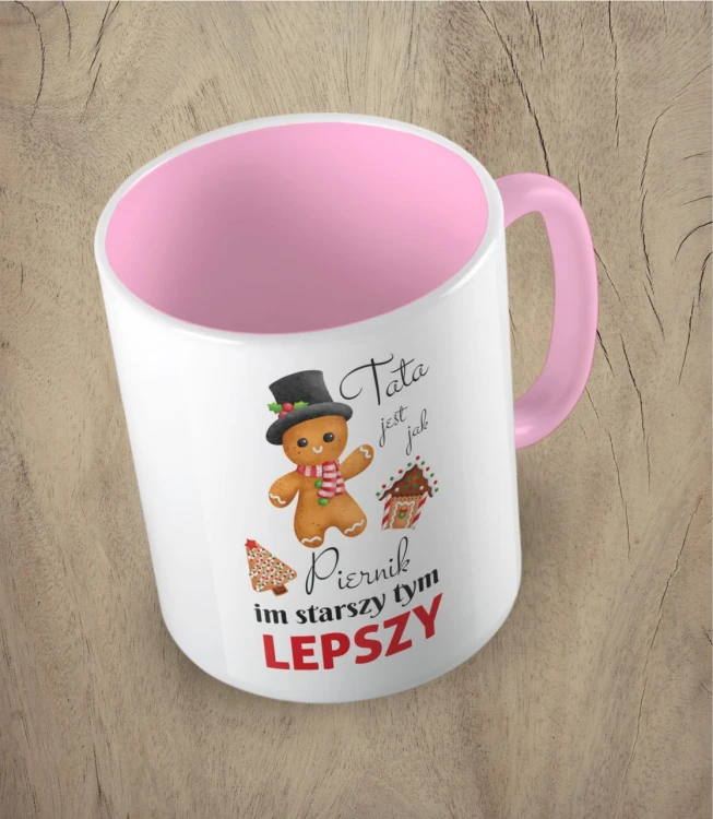 Różowy kubek tata jest jak piernik