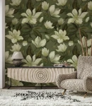Tapeta magnolia na zielonym tle