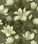 Próbka tapety magnolia na zielonym tle
