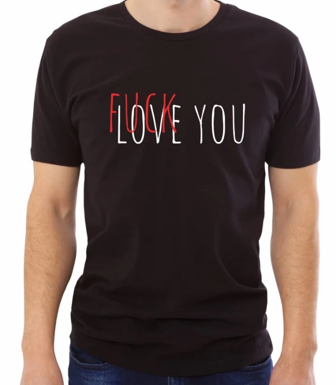 Czarna męska koszulka love fuck you