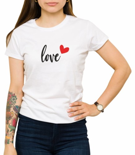 Biała damska koszulka love 01