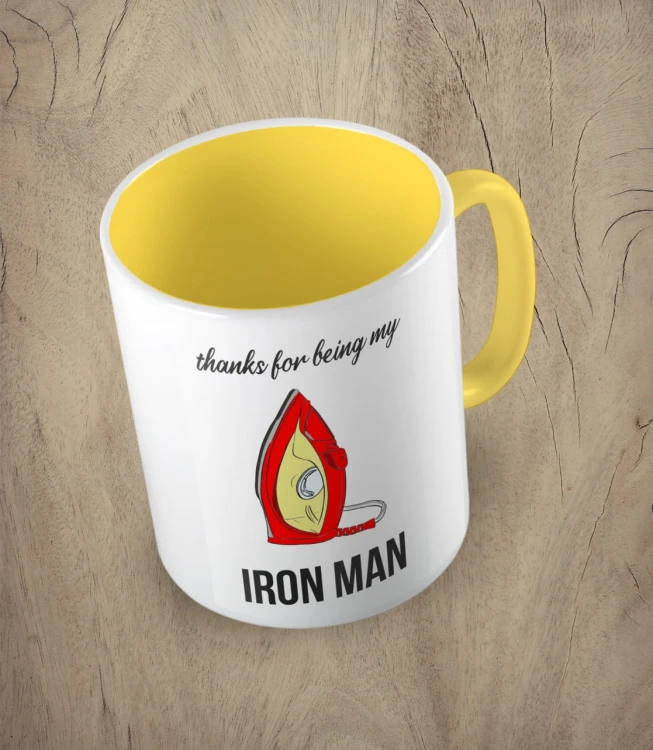 Żółty kubek my iron man