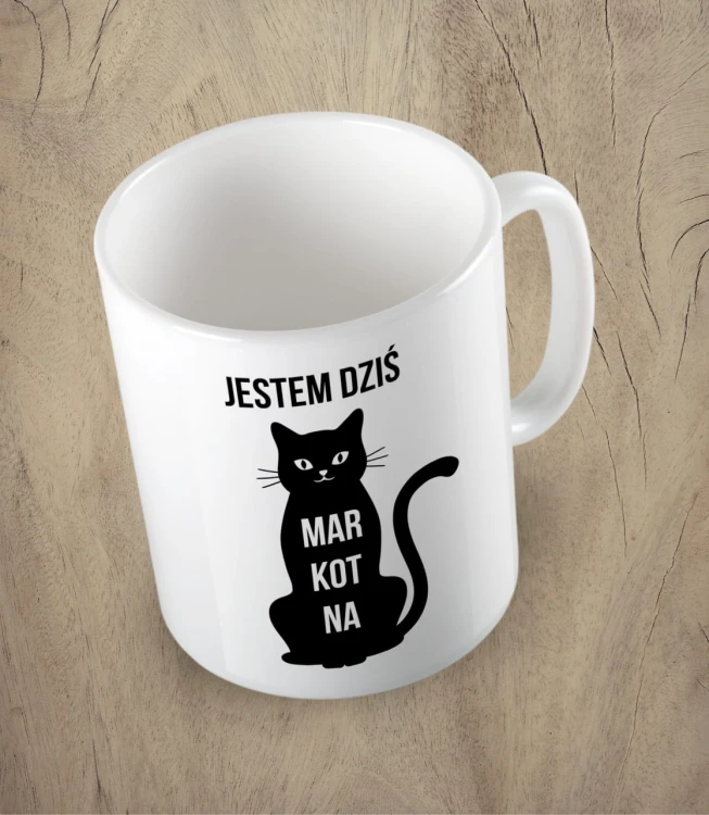 Biały kubek jestem dziś markotna