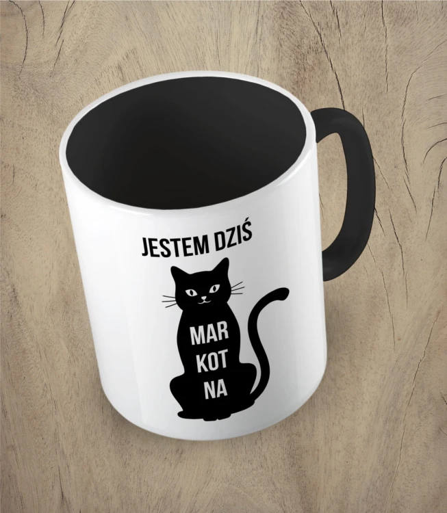 Czarny kubek jestem dziś markotna