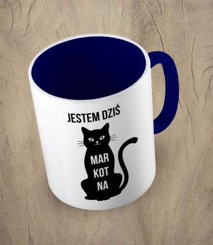 Granatowy kubek jestem dziś markotna