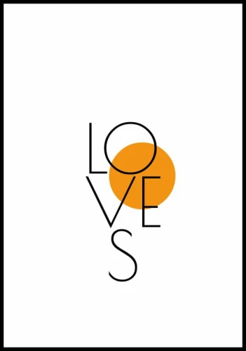 Graficzny, biało-czarny plakat z napisem "loves"
