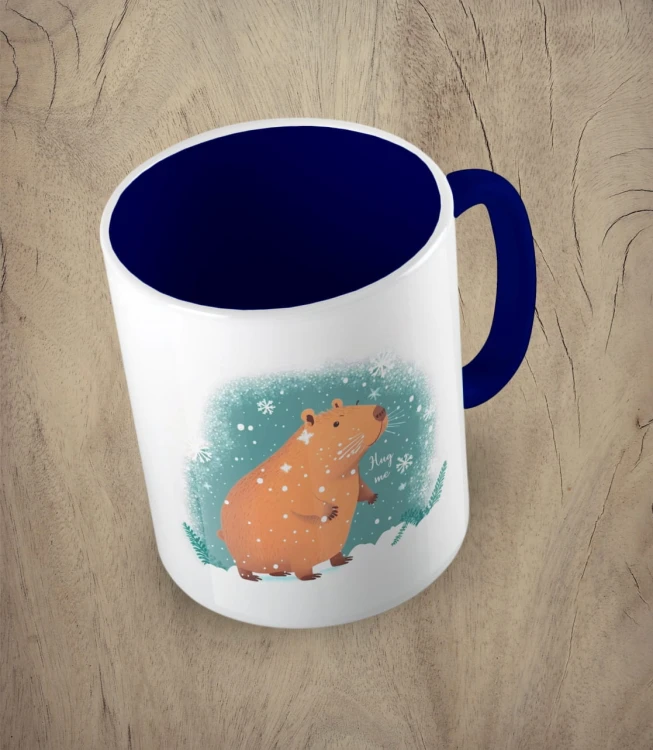 Granatowy kubek snowy capibara