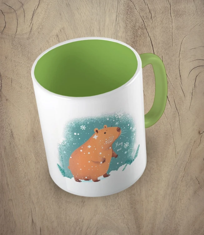 Jasnozielony kubek snowy capibara