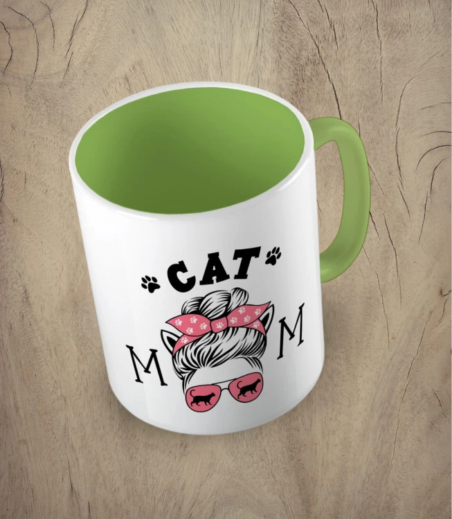 Jasnozielony kubek cat mom