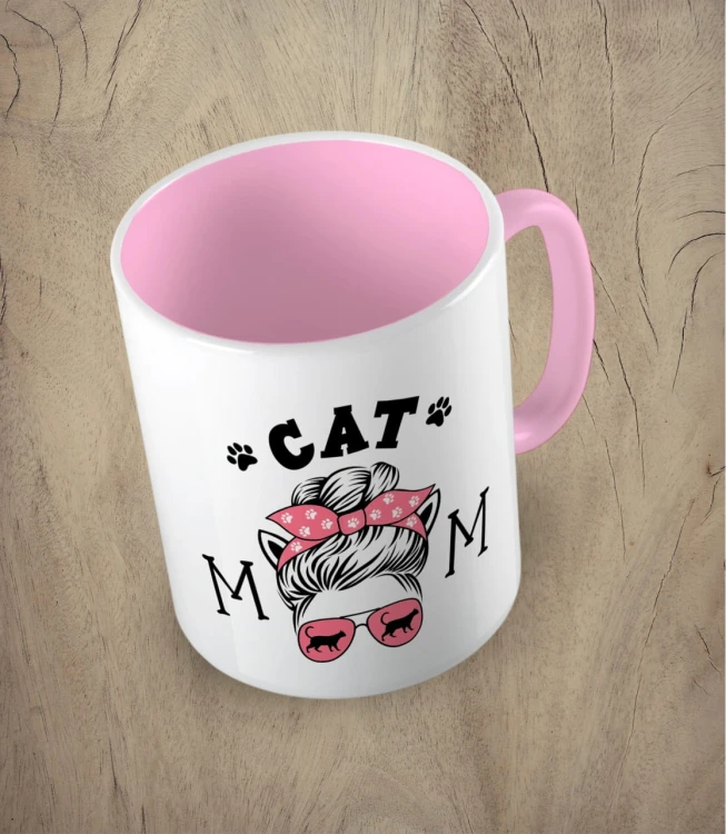 Różowy kubek cat mom