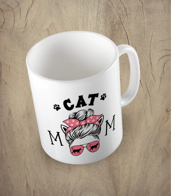 Biały kubek cat mom