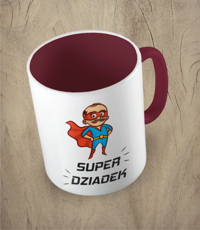 Bordowy kubek super dziadek