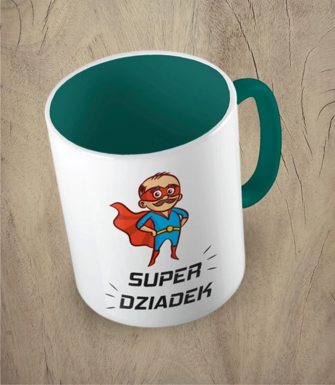 Ciemnozielony kubek super dziadek