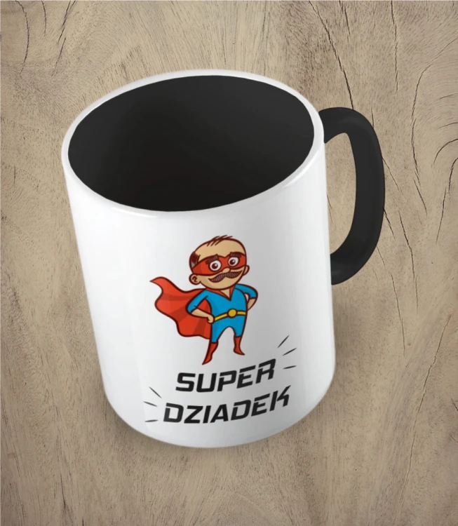 Czarny kubek super dziadek