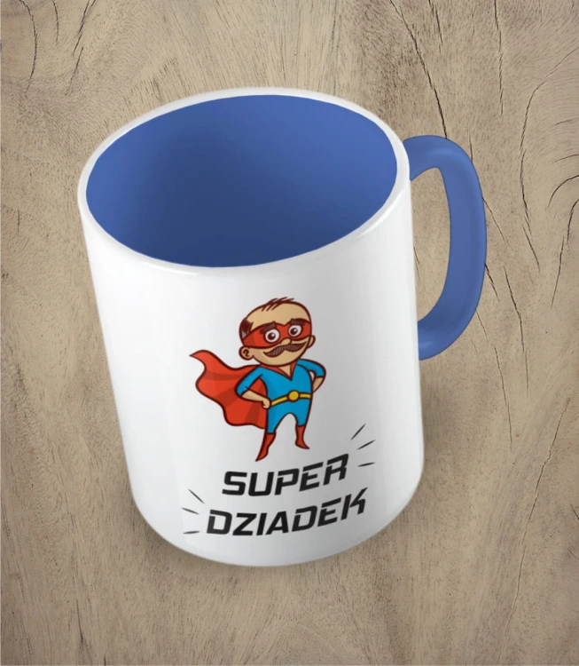Niebieski kubek super dziadek