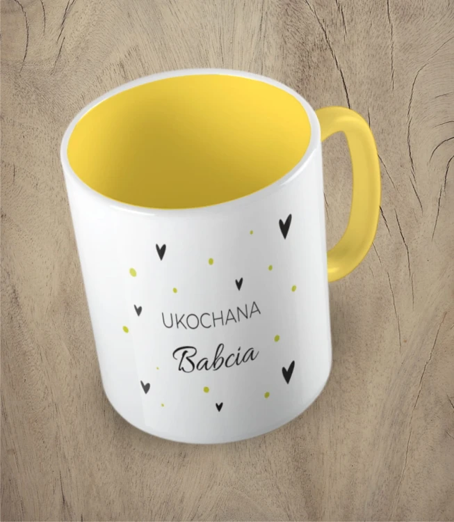 Żółty kubek ukochana babcia