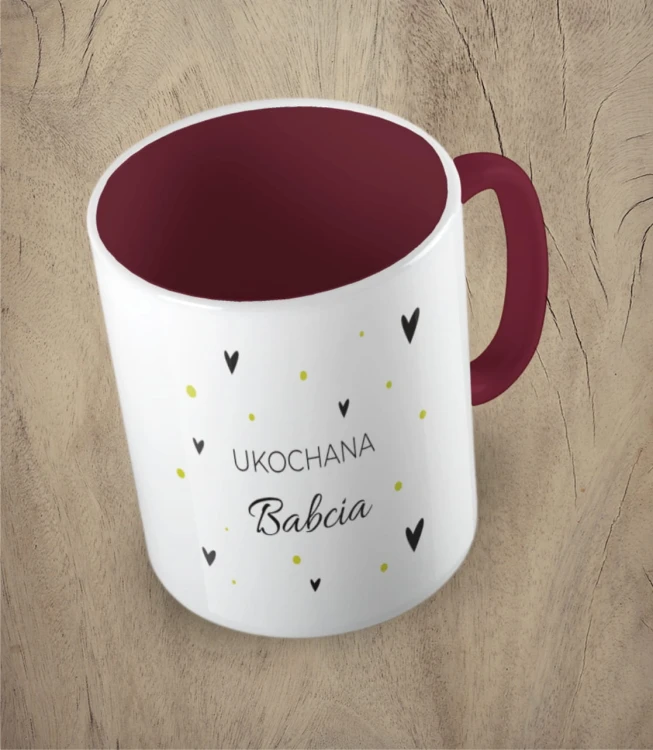 Bordowy kubek ukochana babcia