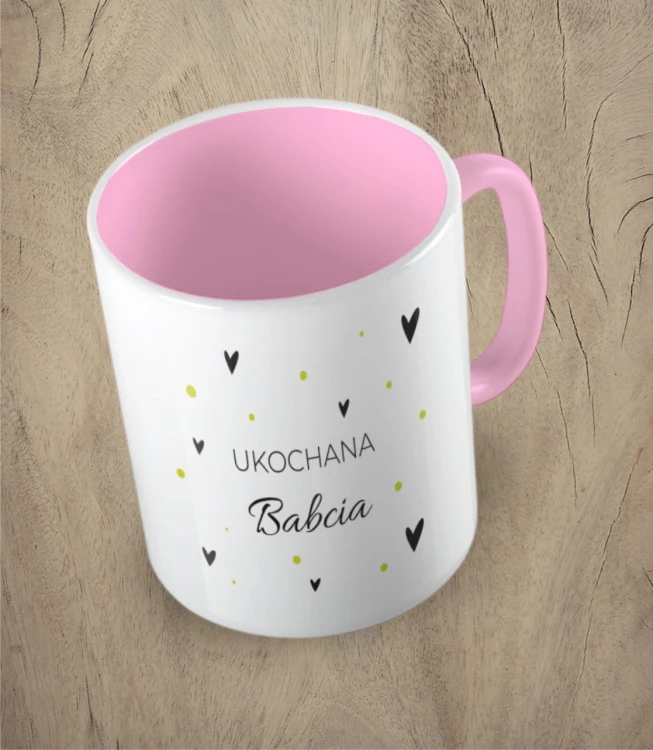 Różowy kubek ukochana babcia