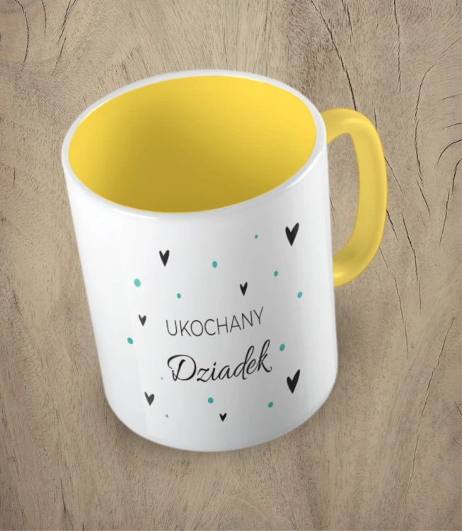Żółty kubek ukochany dziadek