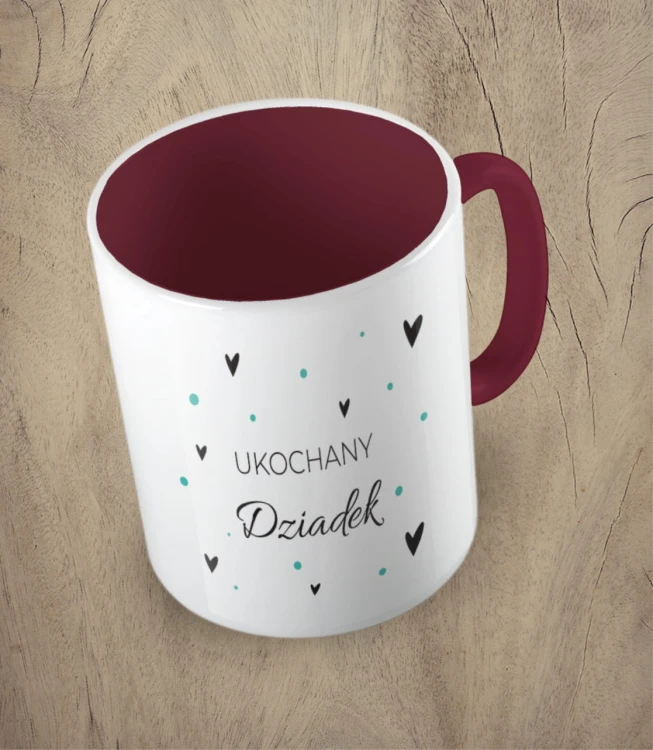 Bordowy kubek ukochany dziadek