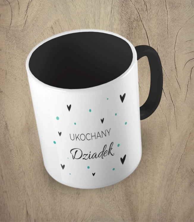 Czarny kubek ukochany dziadek