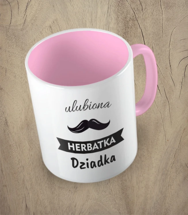 Różowy kubek ulubiona herbatka dziadka