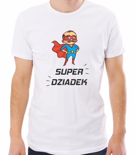 Biała męska koszulka super dziadek