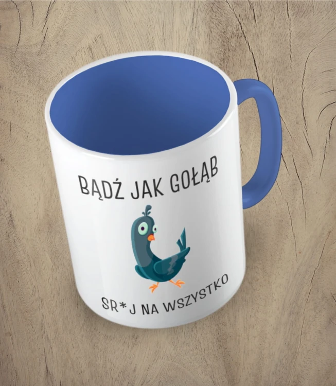 Niebieski kubek bądź jak gołąb