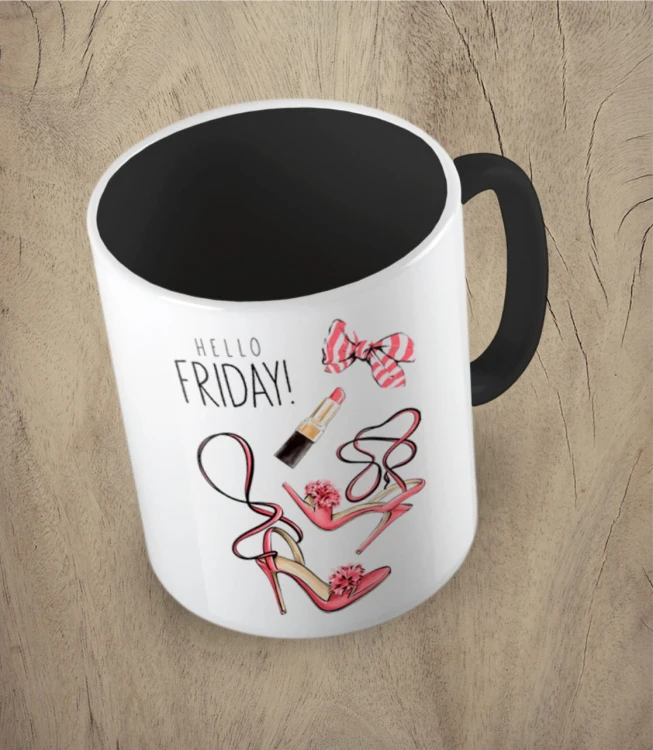 Czarny kubek hello friday