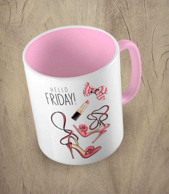 Różowy kubek hello friday