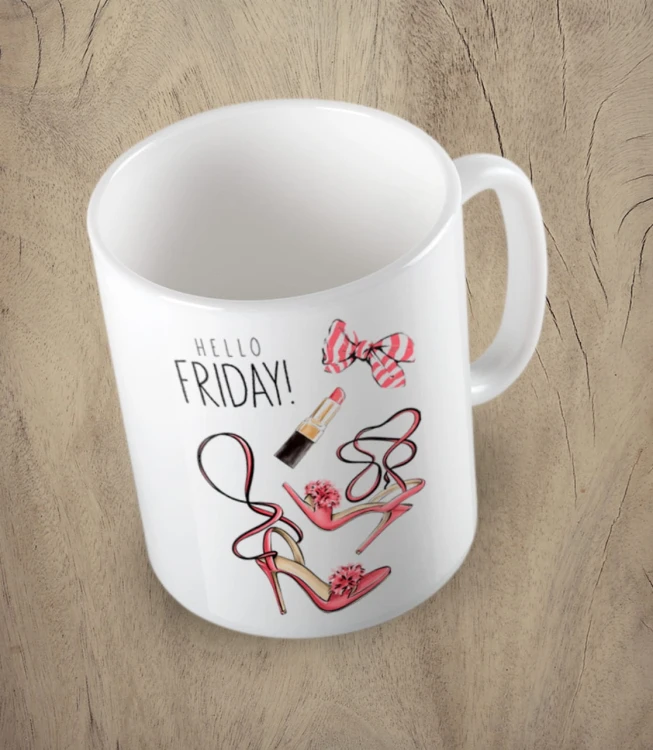 Biały kubek hello friday