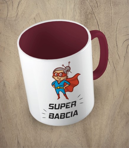 Bordowy kubek super babcia