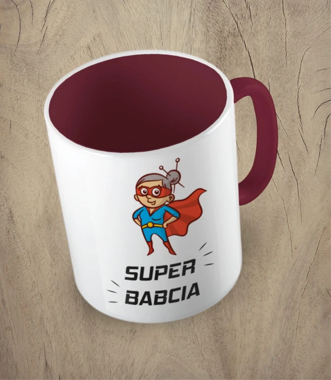 Bordowy kubek super babcia
