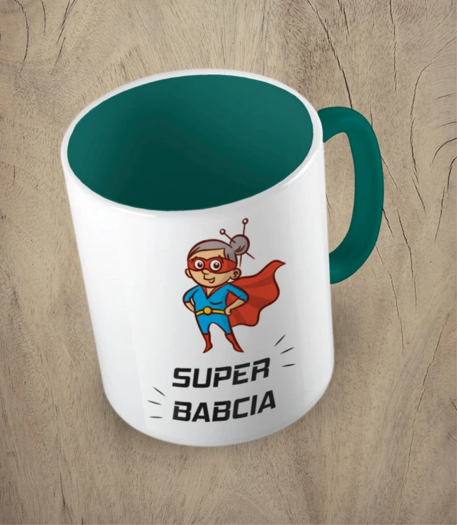 Ciemnozielony kubek super babcia