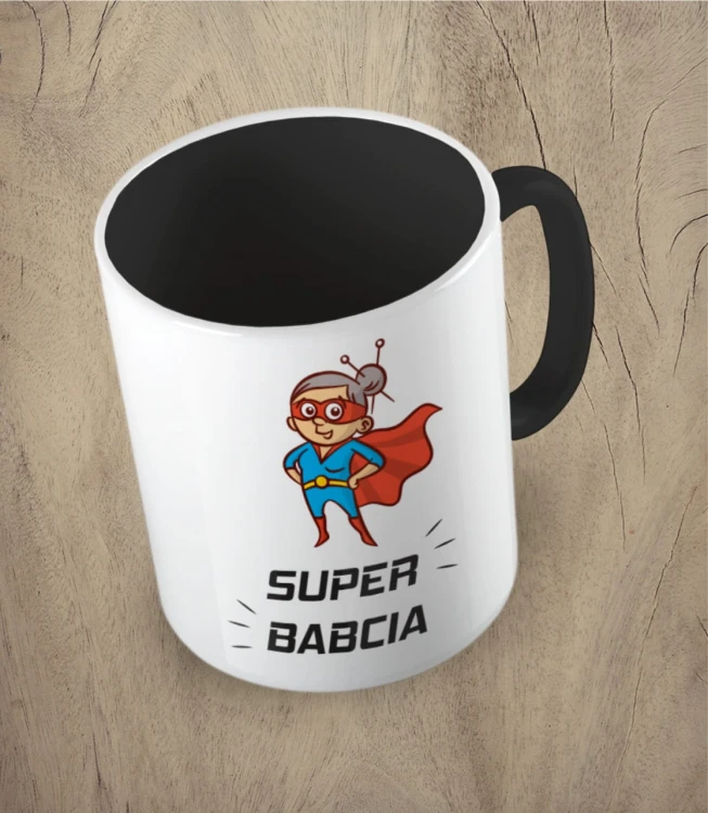 Czarny kubek super babcia