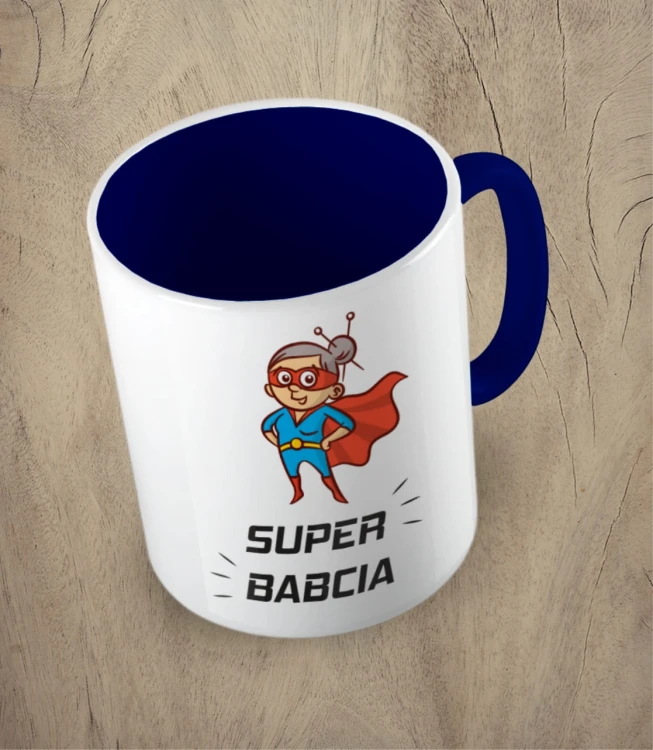 Granatowy kubek super babcia