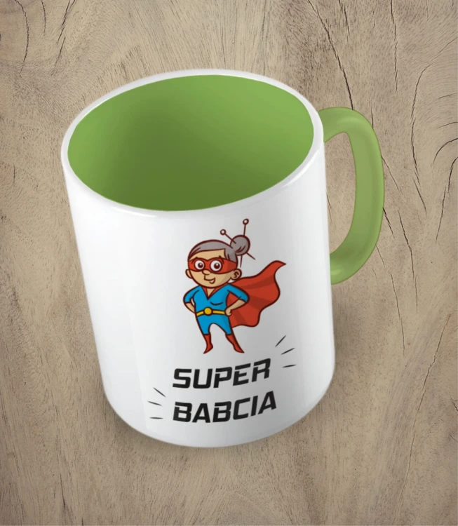 Jasnozielony kubek super babcia