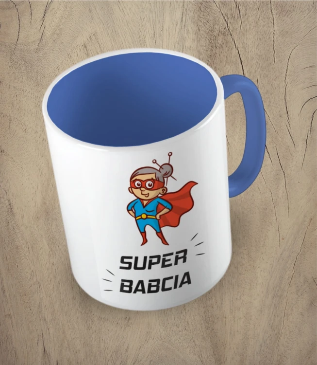Niebieski kubek super babcia
