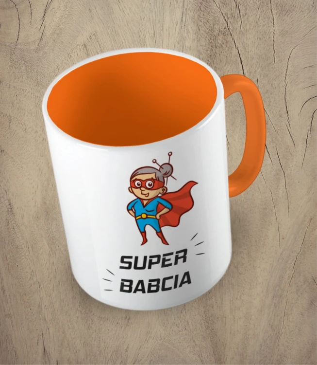 Pomarańczowy kubek super babcia